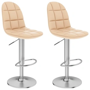 Бар табуретки, 2 бр, кремави, изкуствена кожа 