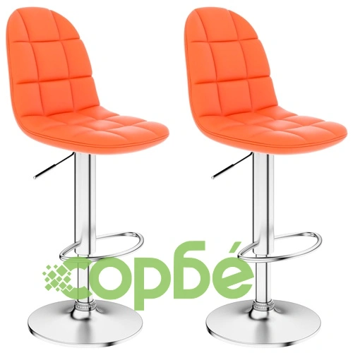 Бар табуретки, 2 бр, оранжеви, изкуствена кожа  ➤ топ цена ➤ sorbe.bg