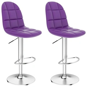 Бар табуретки, 2 бр, лилави, изкуствена кожа 