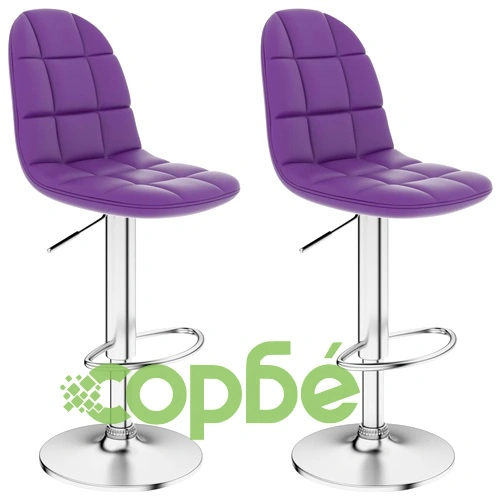Бар табуретки, 2 бр, лилави, изкуствена кожа  ➤ топ цена ➤ sorbe.bg