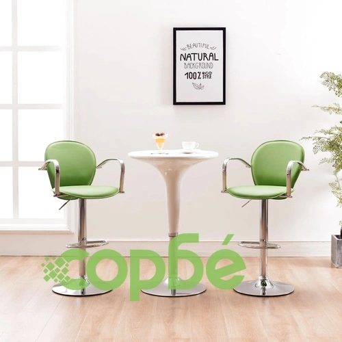 Бар табуретки с подлакътници, 2 бр, зелени, изкуствена кожа ➤ топ цена ➤ sorbe.bg