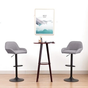 Бар стол с подлакътници, светлосив, текстил 