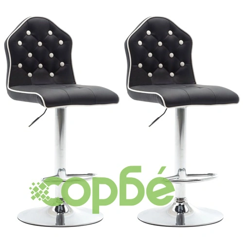 Бар табуретки, 2 бр, черни, изкуствена кожа ➤ топ цена ➤ sorbe.bg