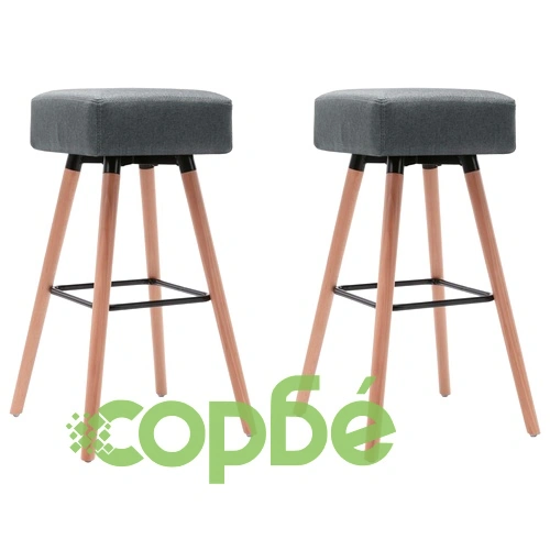 Бар табуретки, 2 бр, светлосиви, текстил ➤ топ цена ➤ sorbe.bg