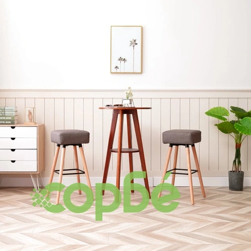 Бар табуретки, 2 бр, таупе, текстил ➤ топ цена ➤ sorbe.bg