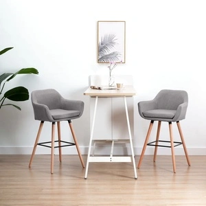 Бар стол с подлакътници, светлосив, текстил