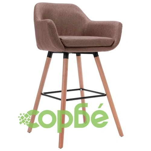 Бар стол с подлакътници, таупе, текстил ➤ топ цена ➤ sorbe.bg