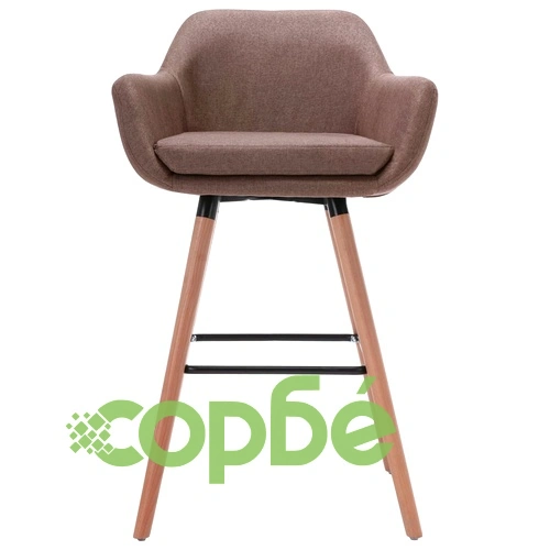 Бар стол с подлакътници, таупе, текстил ➤ топ цена ➤ sorbe.bg