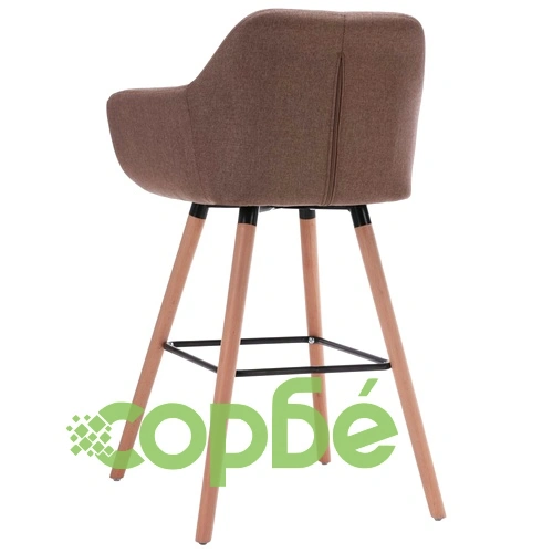 Бар стол с подлакътници, таупе, текстил ➤ топ цена ➤ sorbe.bg