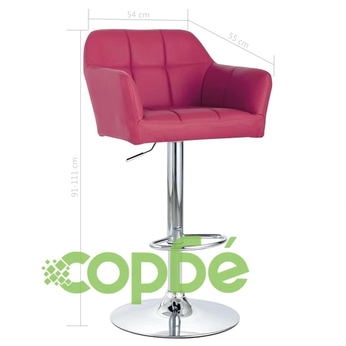 Бар стол с подлакътници, виненочервен, изкуствена кожа ➤ топ цена ➤ sorbe.bg