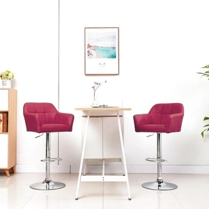Бар стол с подлакътници, виненочервен, изкуствена кожа
