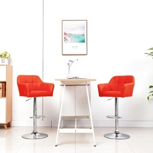 Бар стол с подлакътници, оранжев, изкуствена кожа