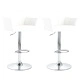 Бар табуретки, 2 бр, с подлакътници, бели, изкуствена кожа
