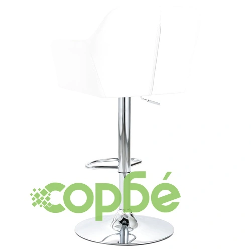 Бар табуретки, 2 бр, с подлакътници, бели, изкуствена кожа ➤ топ цена ➤ sorbe.bg