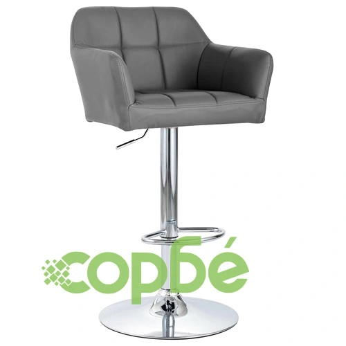 Бар табуретки, 2 бр, с подлакътници, сиви, изкуствена кожа ➤ топ цена ➤ sorbe.bg