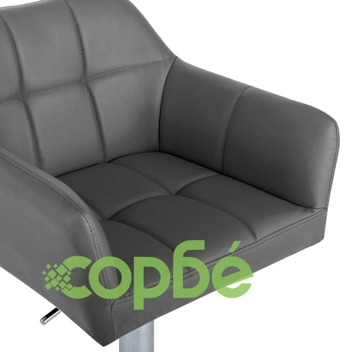 Бар табуретки, 2 бр, с подлакътници, сиви, изкуствена кожа ➤ топ цена ➤ sorbe.bg