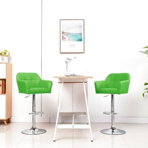 Бар табуретки, 2 бр, с подлакътници, зелени, изкуствена кожа