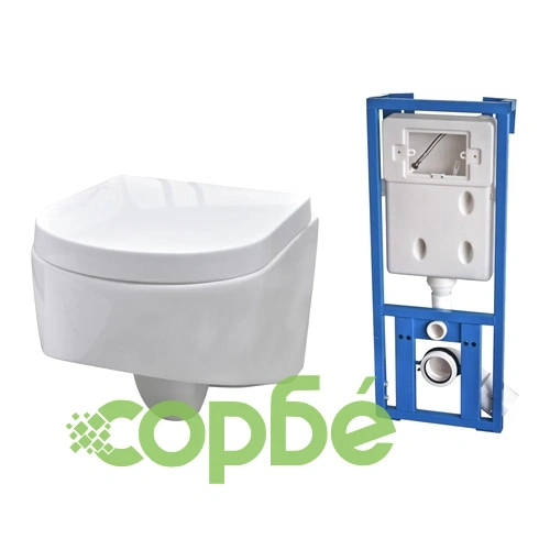 Конзолна тоалетна чиния, бяла, 55 х 35 х 33,5 см. и вградено казанче ➤ топ цена ➤ sorbe.bg