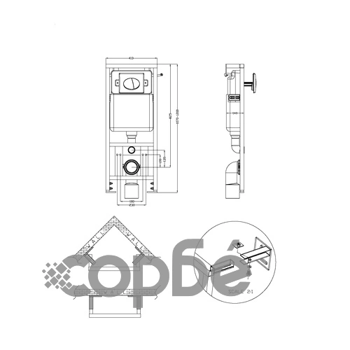 Конзолна тоалетна чиния, бяла, 55 х 35 х 33,5 см. и вградено казанче ➤ топ цена ➤ sorbe.bg