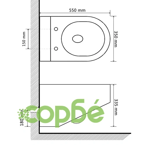 Конзолна тоалетна чиния, черна, с казанче за вграждане, 55х35х33,5см. ➤ топ цена ➤ sorbe.bg