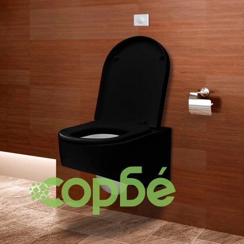 Конзолна тоалетна чиния, черна, с казанче за вграждане, 55х35х33,5см. ➤ топ цена ➤ sorbe.bg