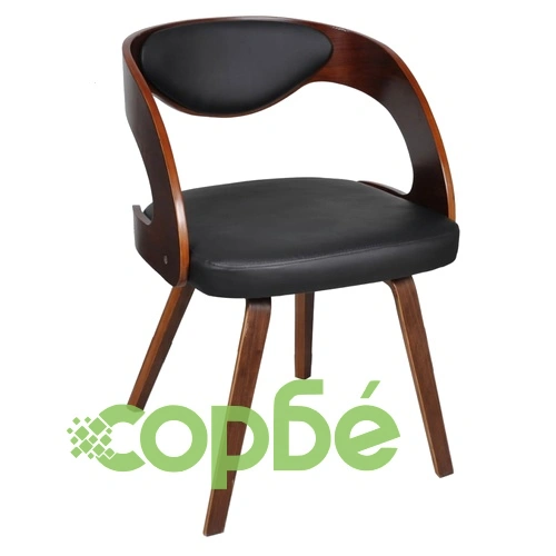 Трапезни столове, 4 бр, кафяви, извито дърво и изкуствена кожа ➤ топ цена ➤ sorbe.bg