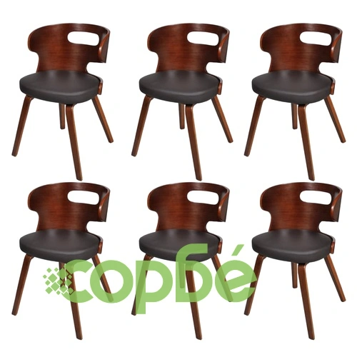 Трапезни столове, 6 бр, кафяви, изкуствена кожа ➤ топ цена ➤ sorbe.bg