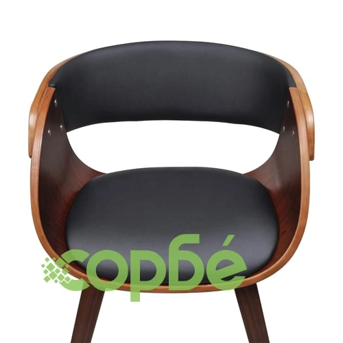 Трапезни столове, 2 бр, кафяви, извито дърво и изкуствена кожа ➤ топ цена ➤ sorbe.bg