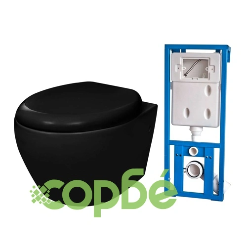 Моноблок вградено казанче и механизъм за плавно затваряне черен ➤ топ цена ➤ sorbe.bg