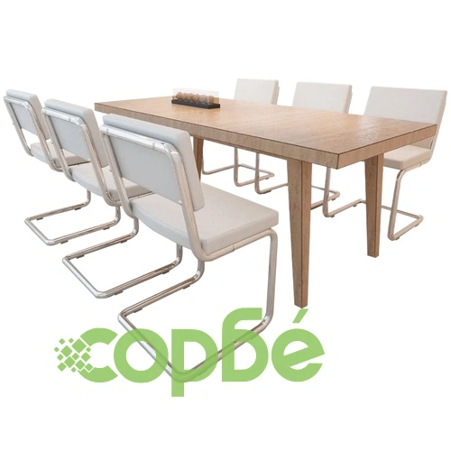 Трапезни столове, 6 бр, бели, изкуствена кожа ➤ топ цена ➤ sorbe.bg