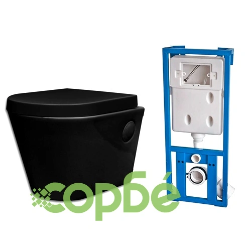 Окачена керамична тоалетна тоалетна черна със скрито казанче ➤ топ цена ➤ sorbe.bg