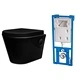Окачена керамична тоалетна тоалетна черна със скрито казанче