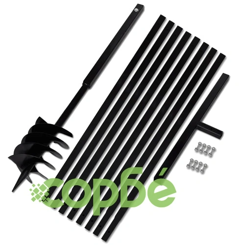 Комплект свредло за земя 180 мм с дръжка и стоманени удължители 9 м ➤ топ цена ➤ sorbe.bg