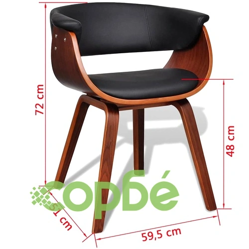 Трапезни столове, 2 бр, извито дърво и изкуствена кожа ➤ топ цена ➤ sorbe.bg