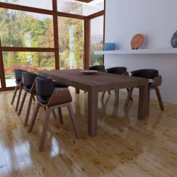 Трапезни столове, 6 бр, извито дърво и изкуствена кожа 