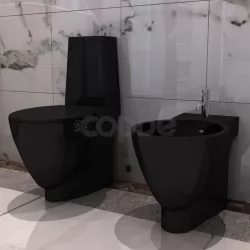 Комплект тоалетна чиния и биде, черен
