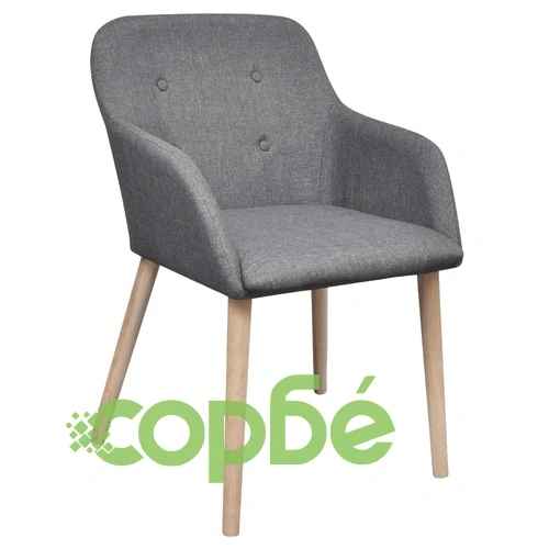 Трапезни столове, 4 бр, светлосив плат и дъбова дървесина масив  ➤ топ цена ➤ sorbe.bg