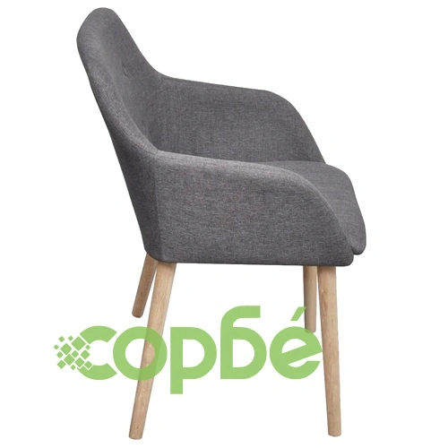 Трапезни столове, 4 бр, светлосив плат и дъбова дървесина масив  ➤ топ цена ➤ sorbe.bg