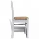 Трапезни столове, 6 бр, бели, борова дървесина и тръстика