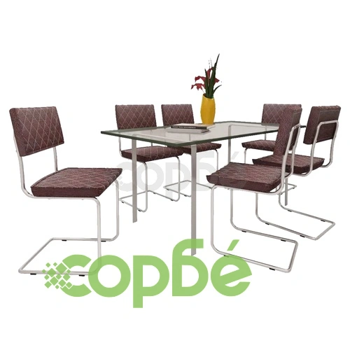 Трапезни столове, 6 бр, кафяви, изкуствена кожа ➤ топ цена ➤ sorbe.bg