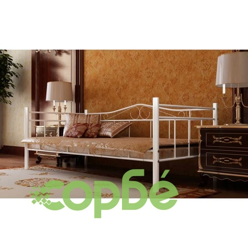 Дневно легло с матрак, бяло, метал, 90x200 см ➤ топ цена ➤ sorbe.bg
