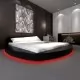 Легло с матрак, LED, черно, изкуствена кожа, 180x200 см