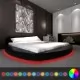 Легло с матрак, LED, черно, изкуствена кожа, 180x200 см