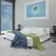 Легло с мемори матрак, бяло, изкуствена кожа, 140x200 см