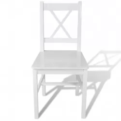 Трапезни столове, 6 бр, бели, борова дървесина