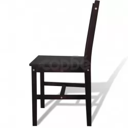 Трапезни столове, 6 бр, тъмнокафяви, борова дървесина