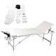 Сгъваема кремаво-бяла масажна маса с 3 отделения + аксесоари