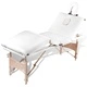 Дървена масажна кушетка с 4 зони на сгъване, цвят: кремаво-бял