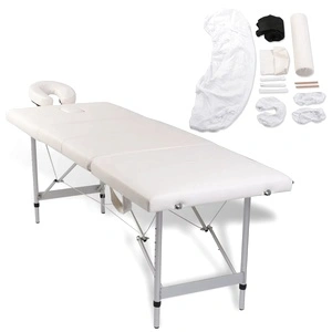 Алуминиева масажна кушетка с 4 зони на сгъване, цвят: кремаво-бял
