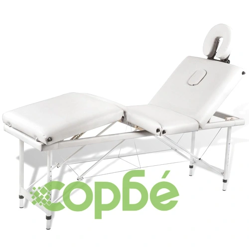 Алуминиева масажна кушетка с 4 зони на сгъване, цвят: кремаво-бял ➤ топ цена ➤ sorbe.bg